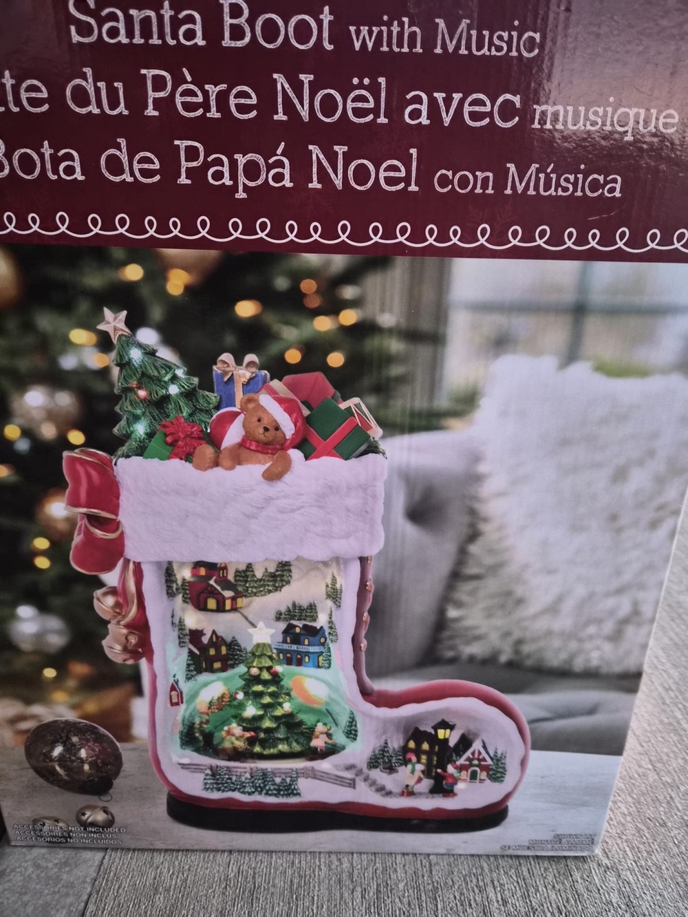 Holiday Music Santa Boot Stocking - Festive Decor